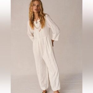 NWT $98 Free People Shiloh One-Piece Jumpsuit In Summer Khaki Size M